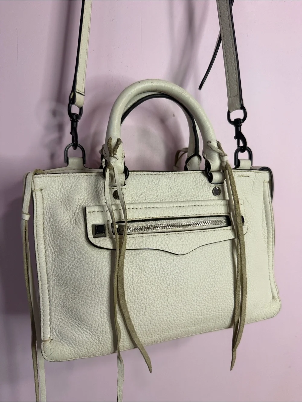 Rebecca Minkoff 🎀FINAL SALE 🎀Cream Leather Mini Satchel with Crossbody Strap
